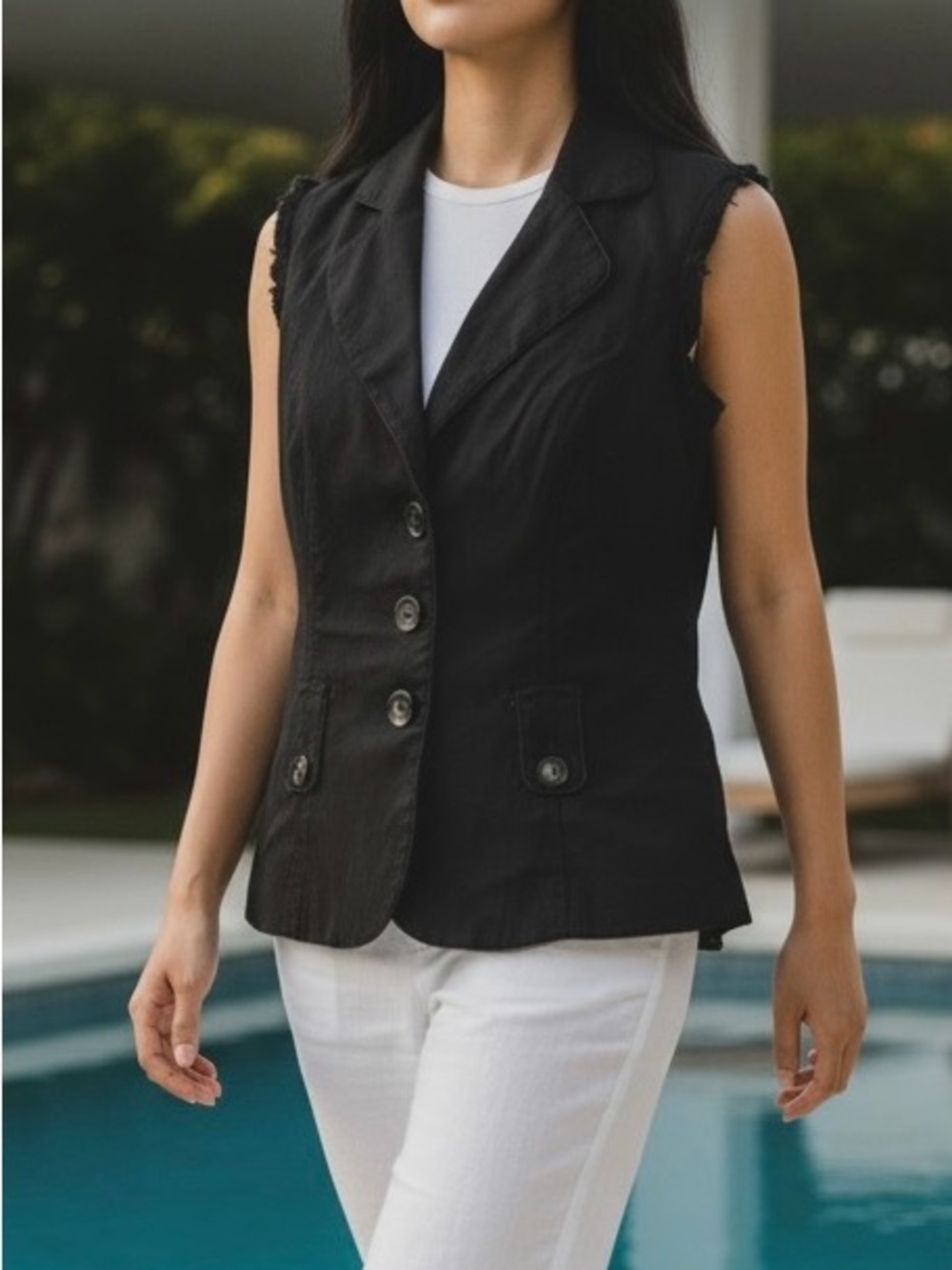 Bwear Black Sleeveless Tailored Button Vest